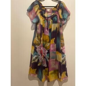 Yvos multicolored flowey fairy artsy short sleeve dress size 12